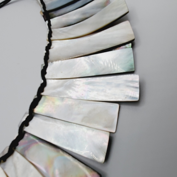 Vintage mother of pearl abalone necklace statement gorgeous piece 70's natural - Picture 13 of 15